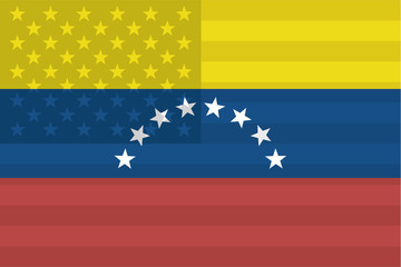 flag of Venezuela and USA, silhouette appears