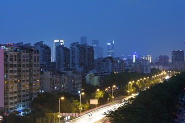 Fototapeta na wymiar Fuzhou at night and traffic