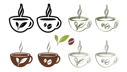 Coffee flat vector icon. Illustration of black and white and colored icons on white background