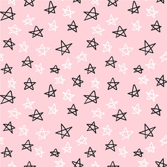 Cute colorful star seamless pattern. Funny festive background, wrapping paper. Vector illustration.  