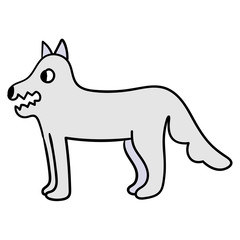 Cartoon doodle linear wolf isolated on white background. Vector illustration.  