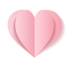 vector pink paper heart on white background