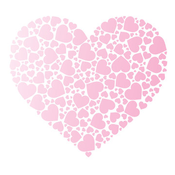 vector heart made of small hearts on white background