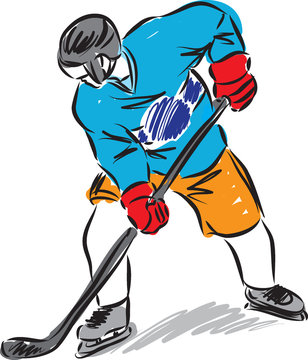 hockey man player illustration