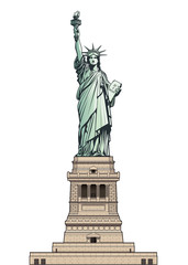 Statue of Liberty on its base pedestal. Vector illustration - 246479413