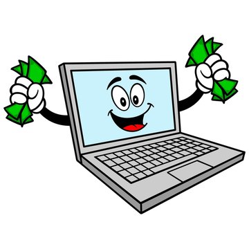 Computer Mascot with Money - A vector cartoon illustration of a Computer Mascot with Money.