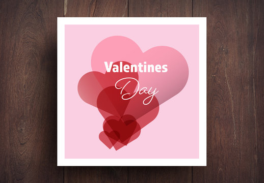 Valentine's Day Card Layout with Overlapping Heart Elements