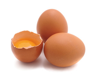 Chicken eggs and egg yolk.