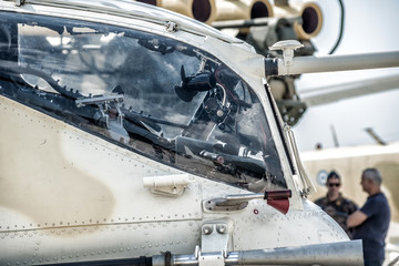 Military helicopter cockpit side view