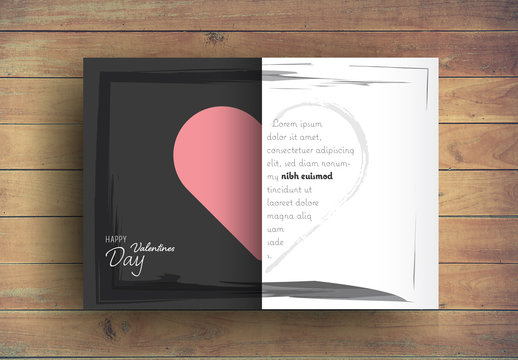 Valentine's Day Card Layout with Two-Tone Heart Element