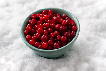 Lingonberries on snow
