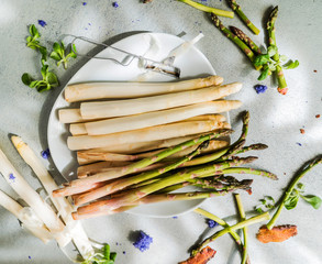 fresh asparagus on the plate