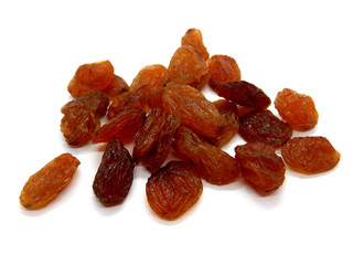 dried sultana fruits on white background