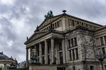 Concert hall at the Gendarmenmarkt in a rainy day, Berlin, Germany
