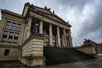 Fototapeta na wymiar Concert hall at the Gendarmenmarkt in a rainy day, Berlin, Germany