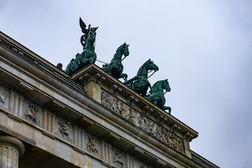 Fototapeta na wymiar Berlin Brandenburg Gate (Brandenburger Tor) in a rainy day, Berlin, Germany