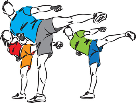 kickboxing fitness group illustration