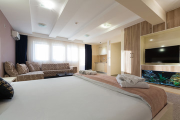 Interior of a hotel bedroom