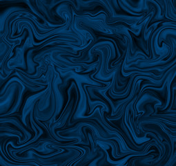 Fototapeta na wymiar High resolution liquid marble texture design, dark blue marbling atin or silk-like surface, different blue lines. Vibrant abstract digital paint sdesign background.
