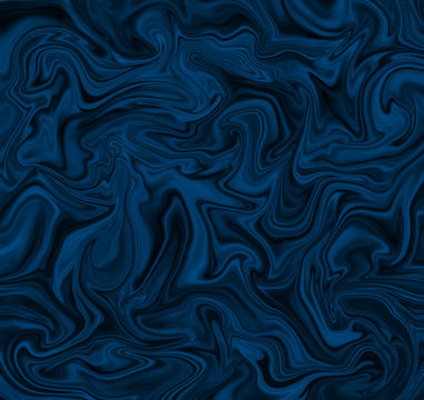 High resolution liquid marble texture design, dark blue marbling atin or silk-like surface, different blue lines. Vibrant abstract digital paint sdesign background.