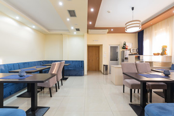 Hotel lobby cafe interior