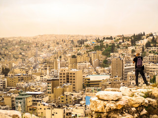 Beautiful Skyline of Amman Jordan from Amman Citadel