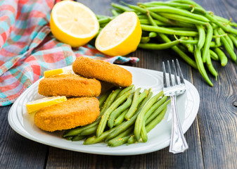 Green Bean and fish burger
