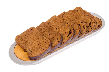 Several pieces of dark rye bread