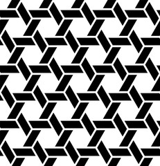 Seamless Japanese Pattern Kumiko For Shoji Screen In Black And White Color.