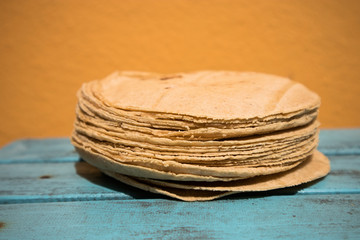 Stack of Fresh Yellow Corn Tortillas in Mexico City