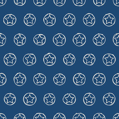 Abstract seamless pattern with outlined hand drawn stars. Monochrome geometrical simple background. EPS10.