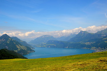 View of mountain lake in Switzerland