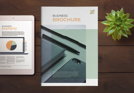 Business Brochure Layout with Green and Orange Accents