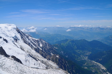 Fototapeta na wymiar Mountains view from high altitude near Mont Blanc.
