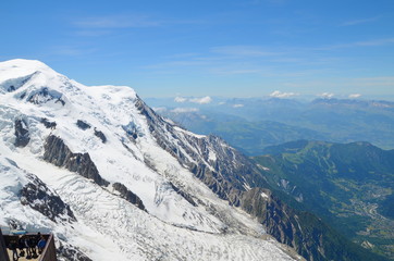 Mountains view from high altitude near Mont Blanc.