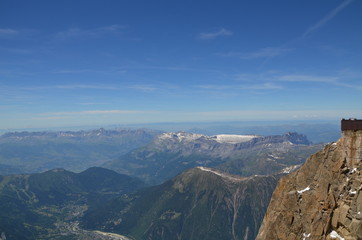 Mountains view from high altitude near Mont Blanc.