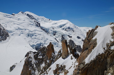 Mountains view from high altitude near Mont Blanc.
