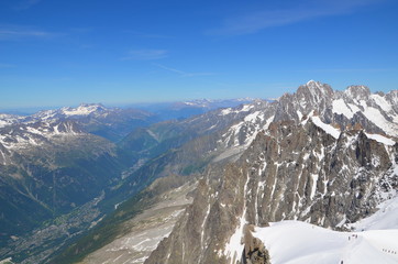 Mountains view from high altitude near Mont Blanc.
