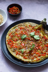 tortang talong with giniling, eggplant omelet with ground pork, filipino food.