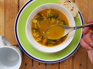 Vegetable soup in a bowl