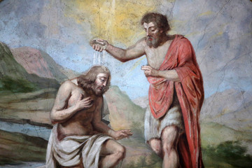 Baptême de Jésus par Saint-Jean Baptiste. Collégiale Saint-Jacques-le-Majeur. Sallanches. /...
