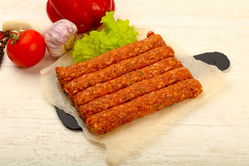 Raw beef sausages