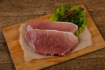 Raw pork steak
