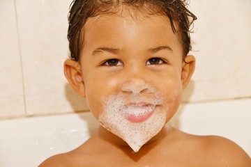 Boy with bubble beard