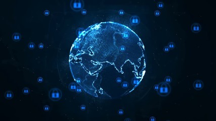 Technology network and cyber security concept. Protection for worldwide connections. Earth element furnished by Nasa