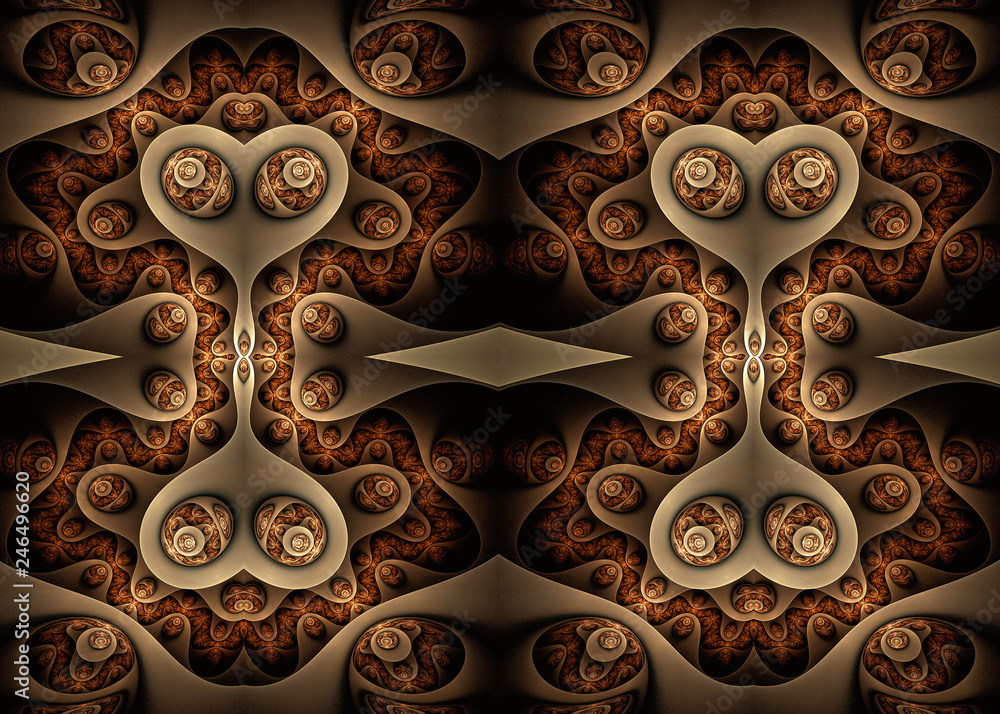 Fototapete abstract unique artistic 3d computer generated intermediate endless curvy fractals patterns artwork