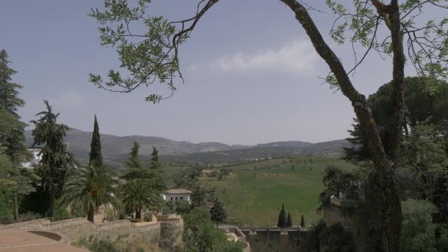 View of Jardines De Cuenca and Andalucia countryside, Ronda, Andalucia, Spain, Europe