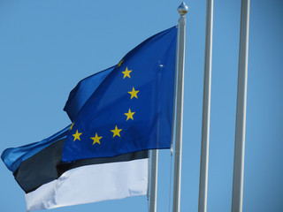 flag of Europe and flag of Estonia