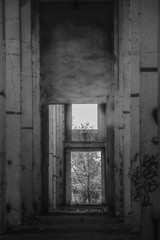 Fototapeta na wymiar Tunnel in an abandoned building
