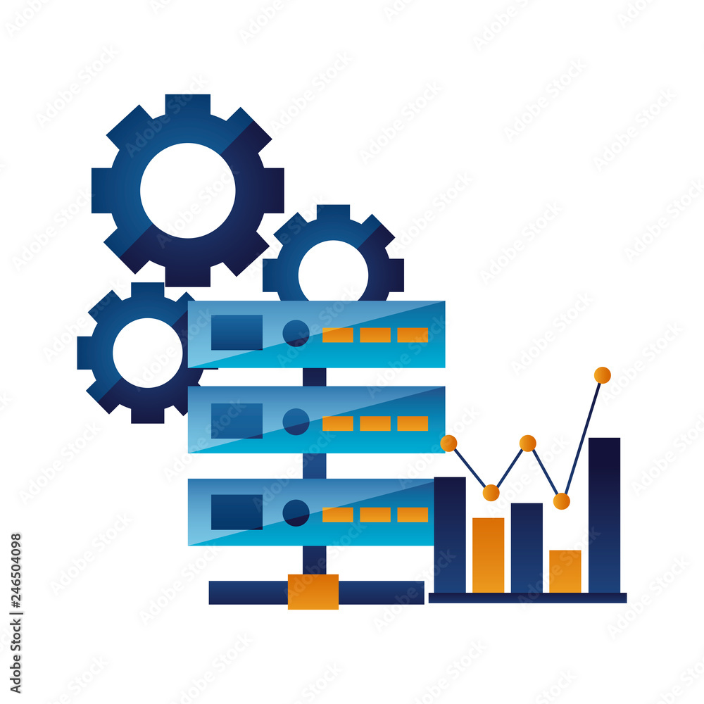 Sticker database server chart and gears